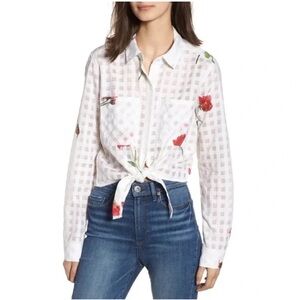 Rails White and Red Floral Button Down Shirt
